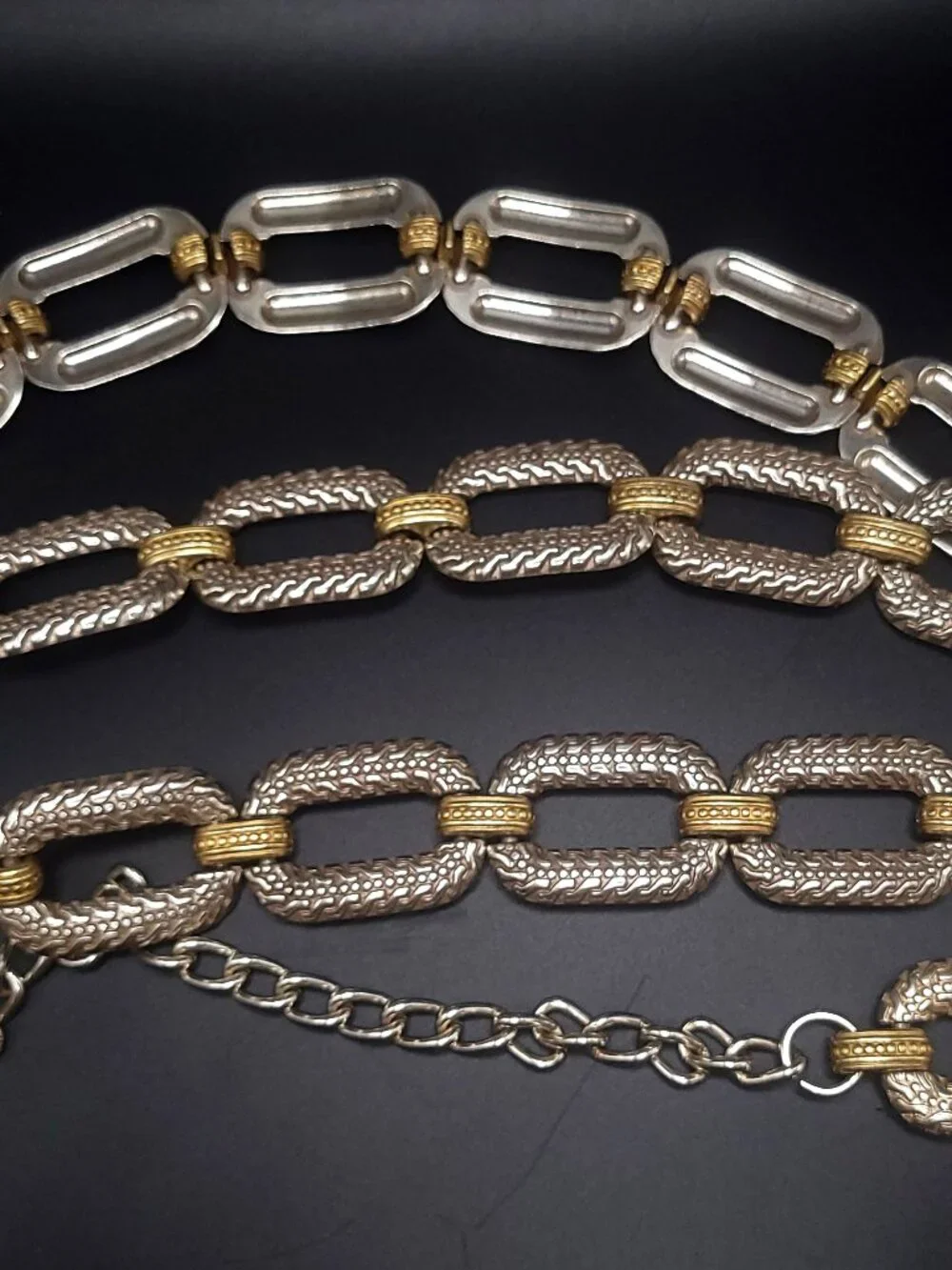 Vintage Fossil Two-Tone Metal Adjustable Belt